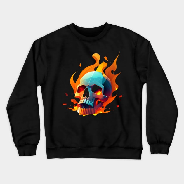 Fire animated skull Crewneck Sweatshirt by Crazy skull